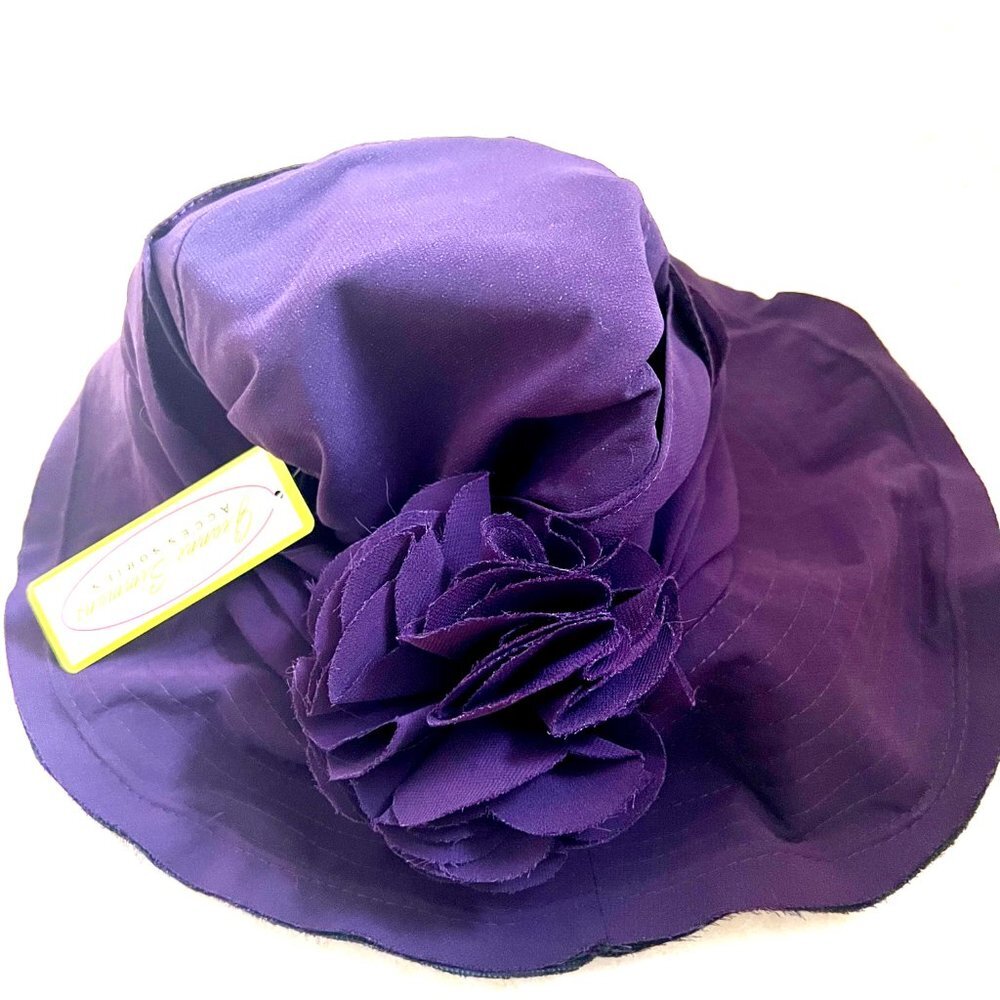 NWT JEANNE SIMMONS Womens Summer Hat with Bendable Wired Brim Purple